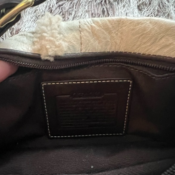 Rare Authentic Vintage Coach White Leather And Sheep Skin Monogram Mini Bag - Picture 3 of 4